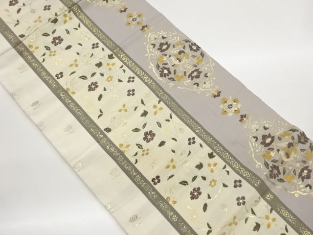 JAPANESE HIRAKI NAGOYA OBI / WOVEN FLOWER ARABESQUE